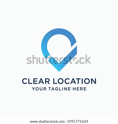 Pin location with checkmark logo design vector template