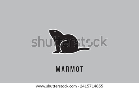 Vector marmot silhouette for logo, emblem, badge, label vintage design element.