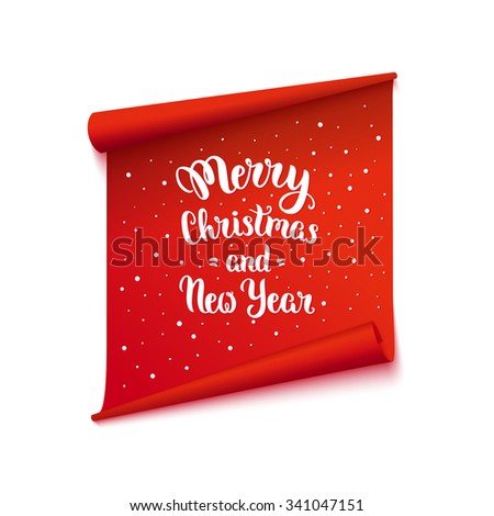 Merry Christmas Card. Isolated Sticker With Lettering. Vector Art Illustration. - 341047151