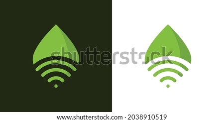 Green Leaf WiFi Logo. Combination of Green Leaf and Wifi Symbol in One Logo Design. Representation of Green Energy which is good for Environment.