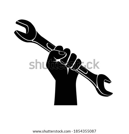 Hand holding a spanner icon