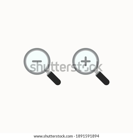 Zoom in and zoom out icon vector graphics