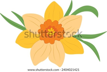 Similar – Image, Stock Photo blooming yellow daffodil bud on a blue background, spring flower