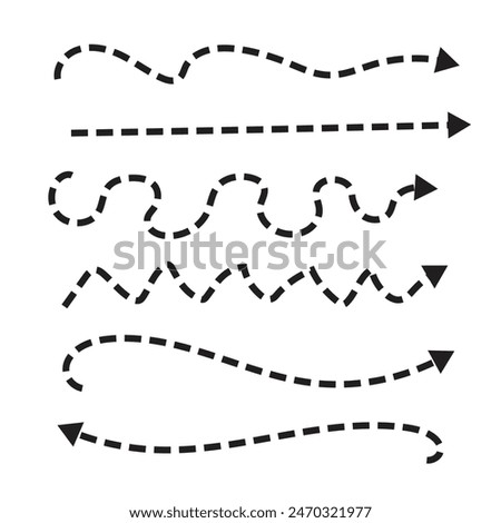Set of hand drawn dot dash arrows vector