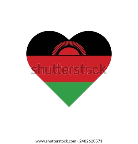 Malawi flag. Vector illustration of love heart Malawi flag