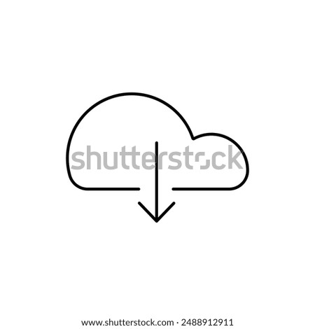 Cloud download outline icon sign isolated on transparent. Vector