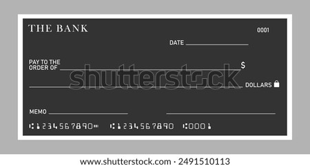 Black blank  check template vector. Blank check - vector illustration