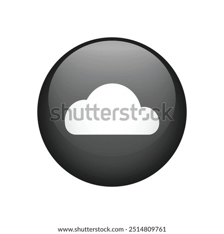 Cloud realistic circle button icon isolated on white background. Vector