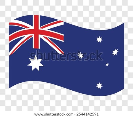 Waving flag of Australia isolated on transparent background. Vector illustration