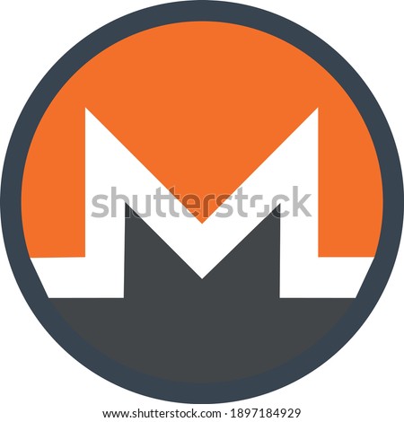 Monero symbol. Vector illustration.Cryptocurrency.Monero XMR open-source crypto currency coin on blockchain technology.