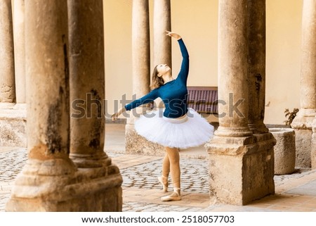 Similar – Image, Stock Photo Young girl moving her legs in an urban background
