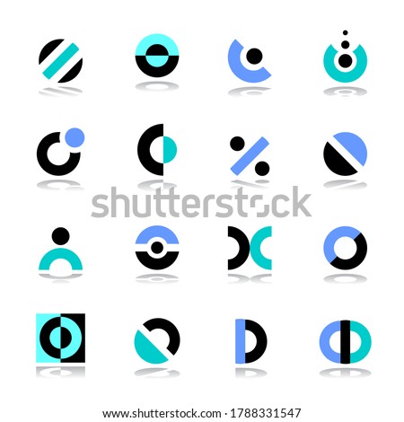 Abstract geometric circle shape icons as design elements set. Vector art.