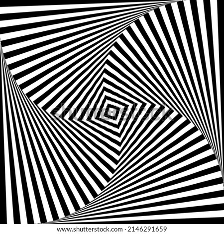 Whirl movement illusion in abstract op art lines pattern. Vector illustration.