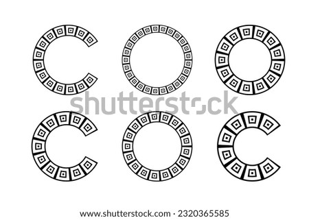 Circle Patterns on Letters C and O for Monogram Logo. Set of Elements for Design. Vector Art.