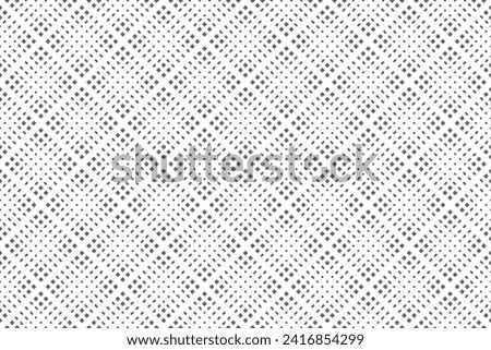 Abstract Seamless Geometric Checked Dots and Dashes Pattern. White Textured Background. Vector Art.