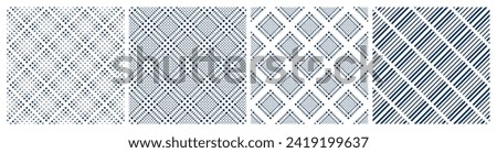 Set of Seamless Geometric Checked, Dots and Striped Patterns. Vector Art.