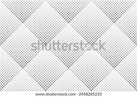 Abstract Seamless Geometric Checked Dots and Dashes Halftone Pattern. White Textured Background. Vector Art.