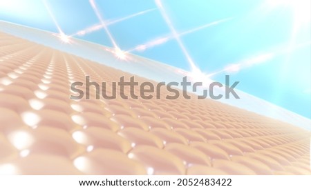 3D Rendering skin cell with UV protection. Ultraviolet shield reflect. Advertisements for cosmetics, sunblock, lotion, serum.  UVA, UVB protection ストックフォト © 