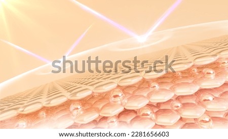 UV-protected 3D rendering of skin cells. Serum is absorbed via the skin and reduces sagging skin cells. lighting moisturizer Dark skin tone gave way to bright. Stock foto © 