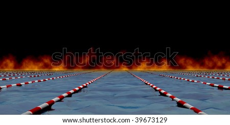Swimming path. Separated by a barrier. 3d render