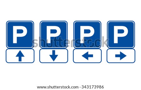 Parking.  Road sign. The direction of movement