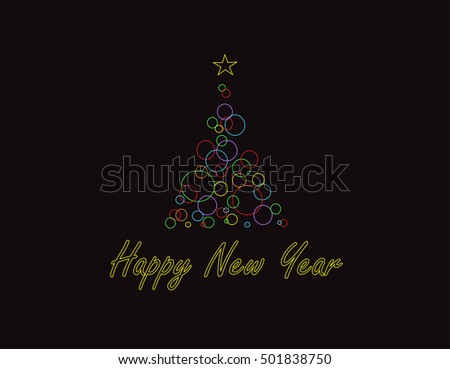 Merry Christmas And Happy New Year Background Tree Vector - 501838750 : Shutterstock