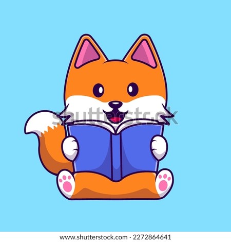 Cute Fox Reading Book Cartoon Vector Icons Illustration. Flat Cartoon Concept. Suitable for any creative project.