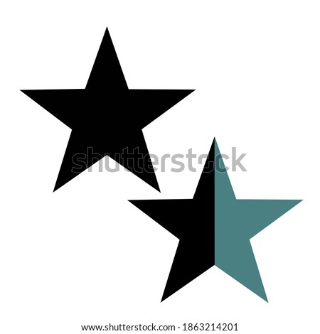 black star vector, 2 star vector with half filled color