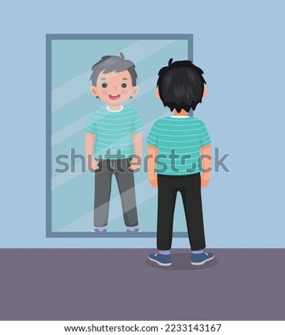 Similar – Image, Stock Photo little boy stands at the fence in front of two curious and hungry goats and shows his empty hands