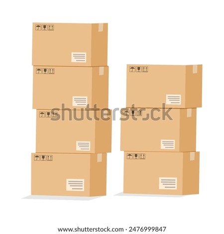 Stack cardboard boxes on top of each other