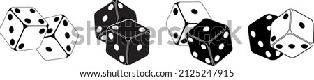 Game dice isometric icons set isolated vector illustration