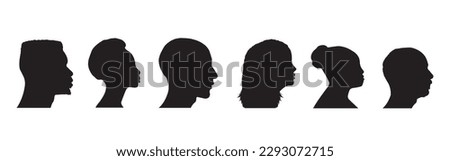 Vector Set of Female and Male Adult and Child Cameo Silhouettes