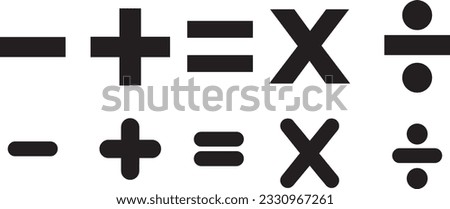 Calculator symbol collection. Mathematic symbol set. Math sign icons. Vector isolated illustration.