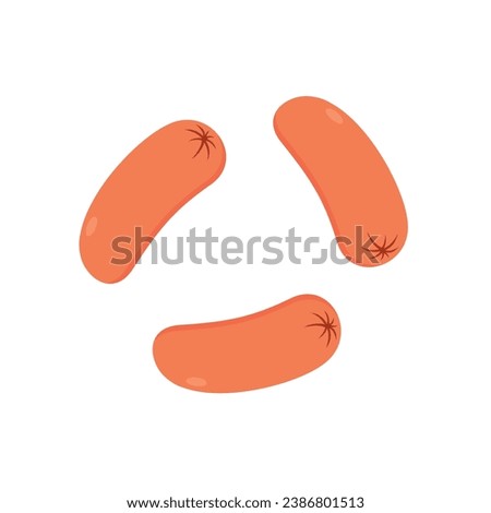 Sausage vector on white background. Grilled Sausage. Mini sausage.