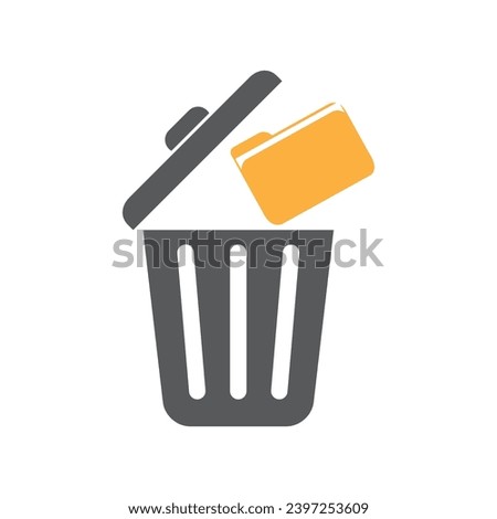 Delete file, file, trash can, flat design vector illustration