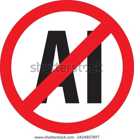 Not AI generated images icon. No artificial intelligence sign prohibited symbol