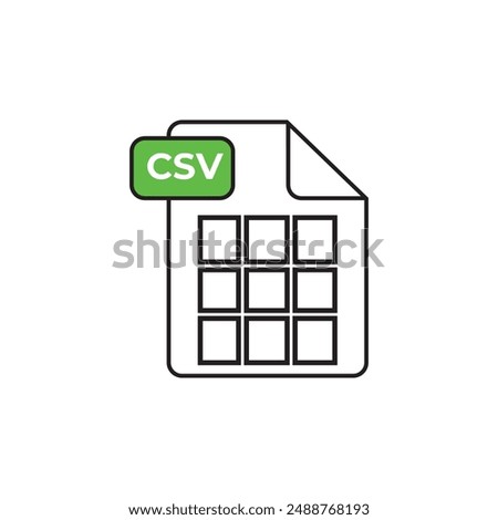 CSV file icon. Datasheet icon. Vector.