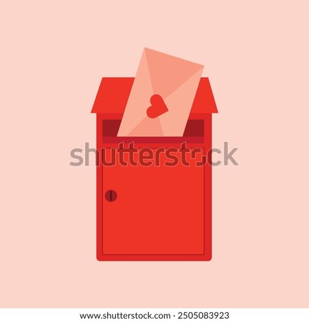  Love letter. Mailbox vector. mailbox on pink background. Love letter in mailbox.