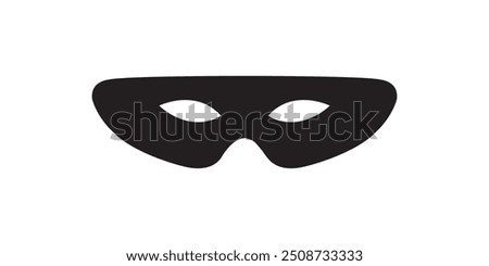 Superhero mask vector black icon. Silhouette hero cartoon character comic face. Flat black superhero costume design mask