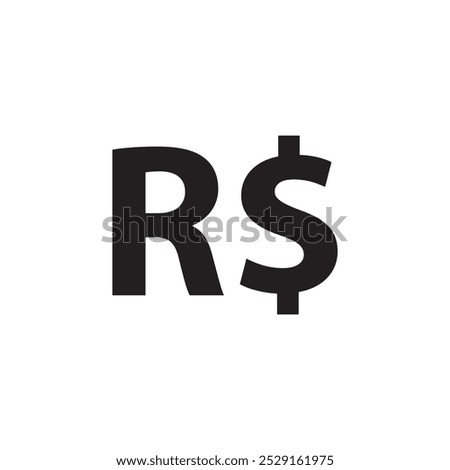 Brazilian real icon symbol isolated on white background. Money vector illustration.