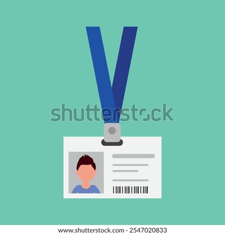 Identification card badge, employee ID. Horizontal badge for identifying employees in companies, seminars, trainings, presentations and other events. Flat vector illustration isolated