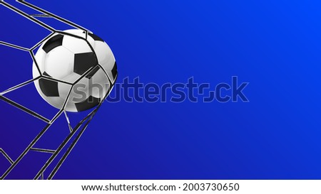 Football, ball, goal scoring, sports, activity. The ball is in the goal. Template vector illustration, flying ball, goll. Ball icon. Football championship, win.