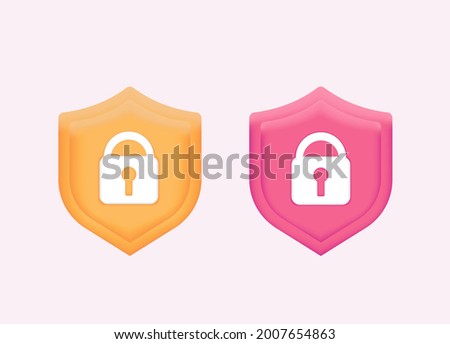Protection, antivirus. Data security concept. Data security protection. 
Banner with Lock on the shield. Icons Web. Button. 3D Vector Illustrations. Web banner