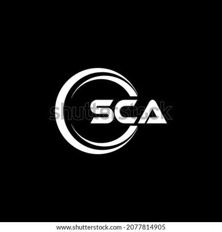 SCA letter logo design with black background in illustrator, vector logo modern alphabet font overlap style. calligraphy designs for logo, Poster, Invitation, etc.