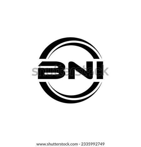 BNI letter logo design in illustration. Vector logo, calligraphy designs for logo, Poster, Invitation, etc.