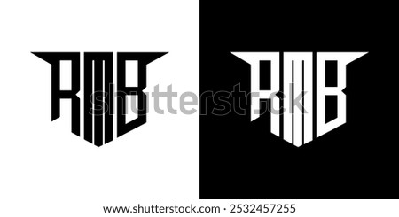 RMB letter logo design with white background in illustrator, vector logo modern alphabet font overlap style, calligraphy designs for logo, Poster, Invitation, etc.