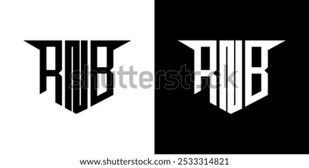 RNB letter logo design with white background in illustrator, vector logo modern alphabet font overlap style, calligraphy designs for logo, Poster, Invitation, etc.