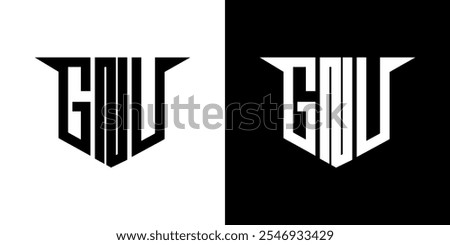 GNU letter logo design with white background in illustrator, vector logo modern alphabet font overlap style, calligraphy designs for logo, Poster, Invitation, etc.