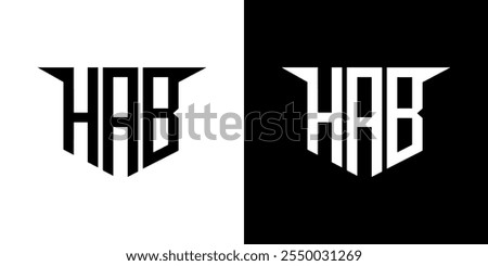 HAB letter logo design with white background in illustrator, vector logo modern alphabet font overlap style, calligraphy designs for logo, Poster, Invitation, etc.