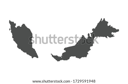 Malaysia vector map silhouette isolated on white background.